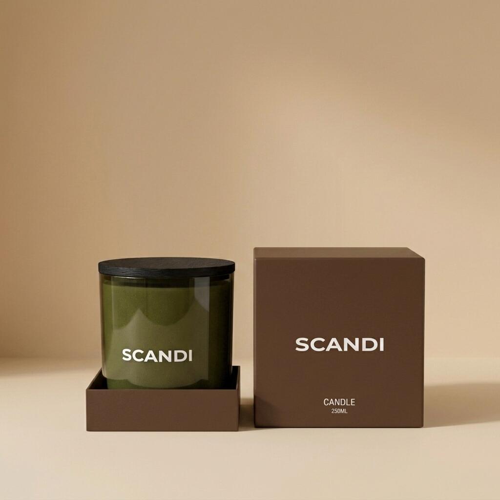 Bespoke private label soy candle — angled product shot, Candle Hub Dubai
